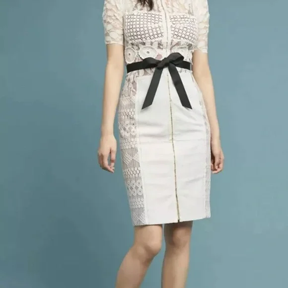 Anthropologie x Beguile by Byron Lars Carissima Sheath Dress Cream Ivory Lace 4P